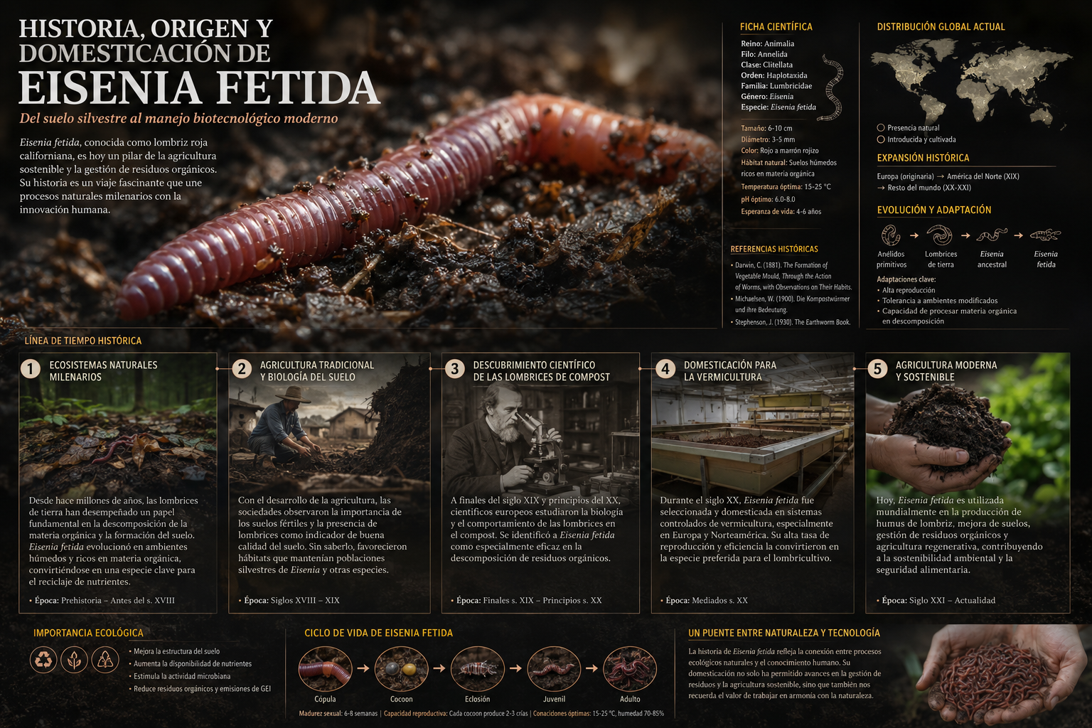 HISTORIA, ORIGEN Y DOMESTICACIÓN DE *EISENIA FETIDA*