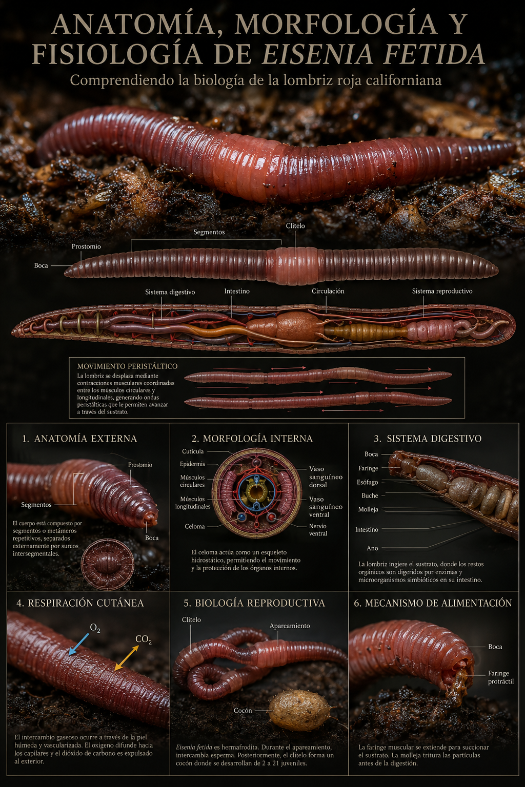 ANATOMÍA, MORFOLOGÍA Y FISIOLOGÍA DE *EISENIA FETIDA*