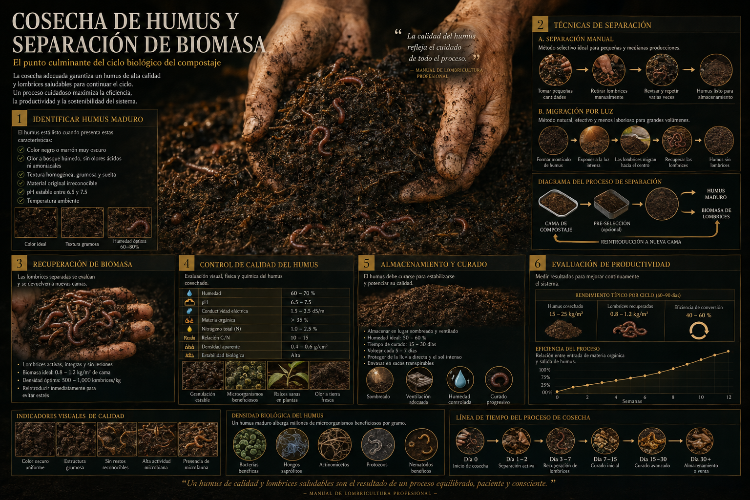 COSECHA DE HUMUS Y SEPARACIÓN DE BIOMASA